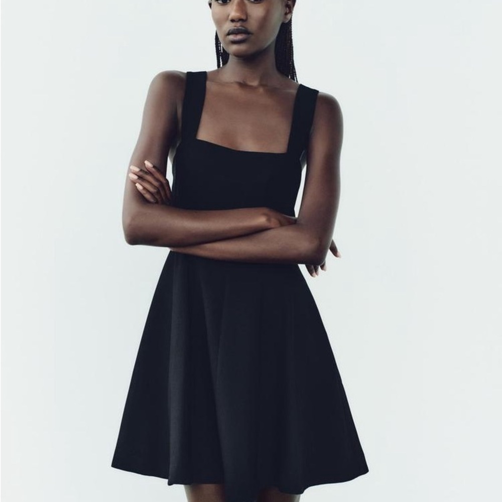 ZARA Wide strap black mini dress NWT SZ SMALL